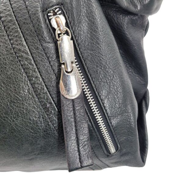 B. Makowsky Shoulder Bag Leather Black Silver Braided Slouchy Large Edgy Baddie - Picture 7 of 17